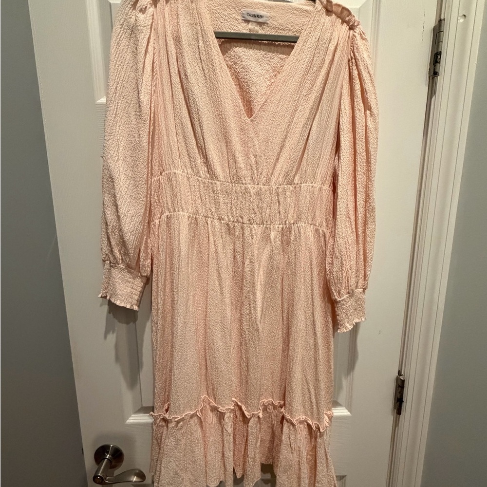 Calvin Klein Blush Textured V-Neck Dress
